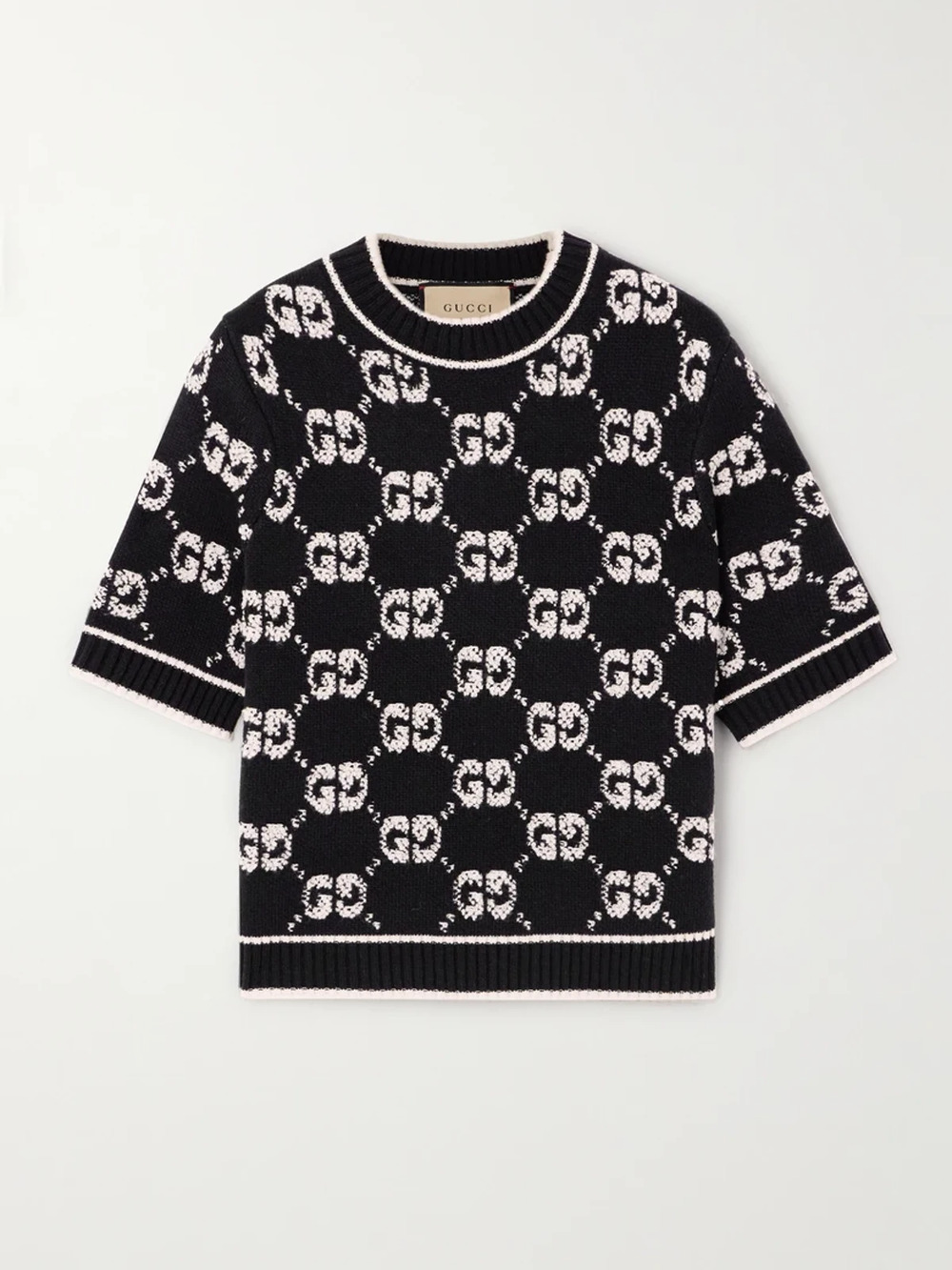 Gucci Monogrammed Black Gg Jacquard Boucle Sweater Size L
